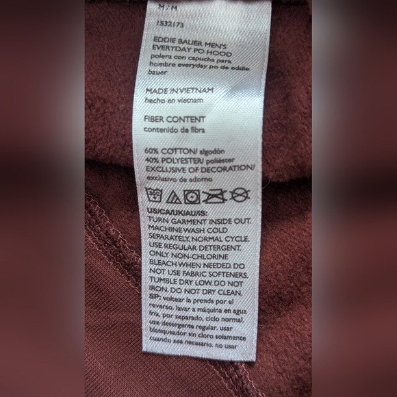 Eddie Bauer Burgundy Hoodie | Casual Outdoor Sweatshirt - Picture 6 of 6